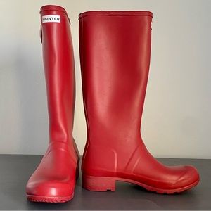 Hunter Red Packable Tall Rainboots size 7